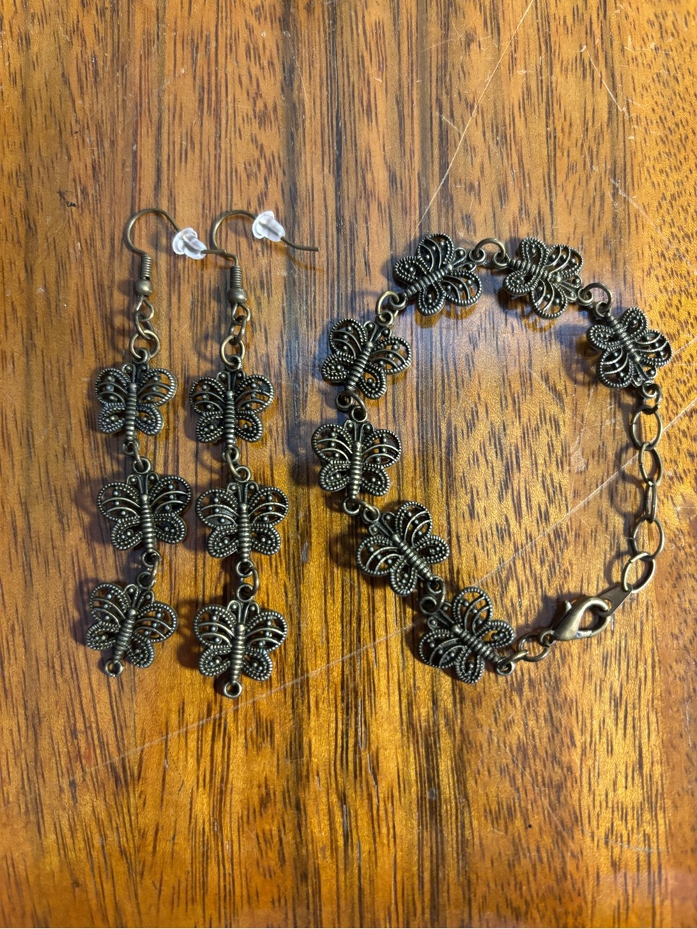 handmade butterfly earrings and bracelet set